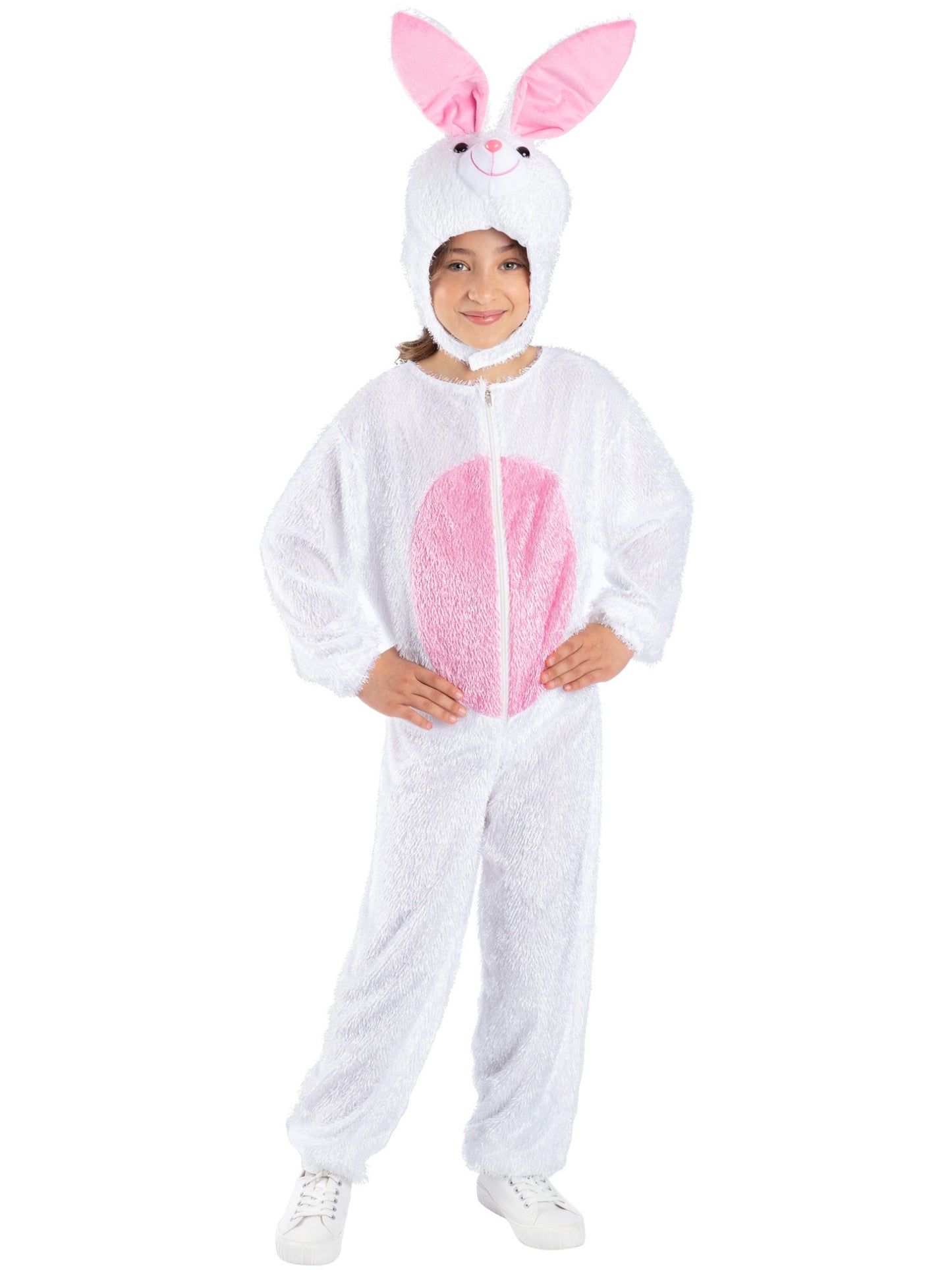Smiffys Animal Bunny Kostüm für Kinder in Weiss mit Overall und Kapuze – Produktansicht