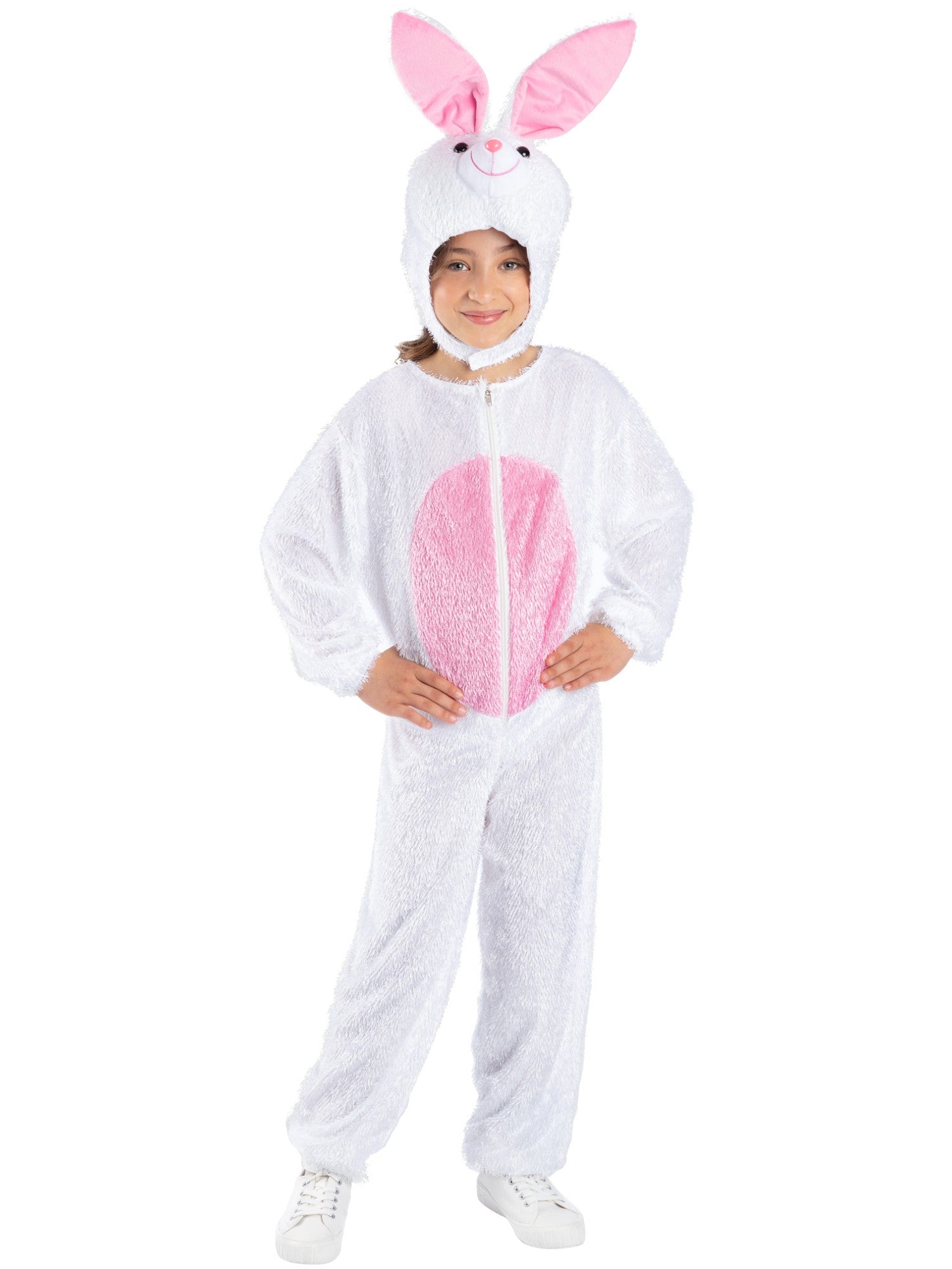 Smiffys Animal Bunny Kostüm für Kinder in Weiss mit Overall und Kapuze – Produktansicht