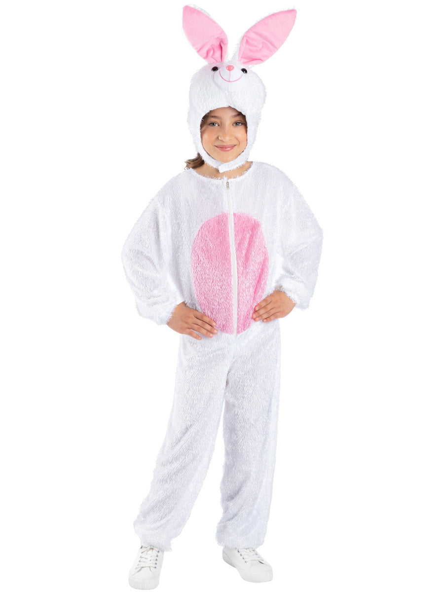 Smiffys Animal Bunny Kostüm für Kinder in Weiss mit Overall und Kapuze – Produktansicht