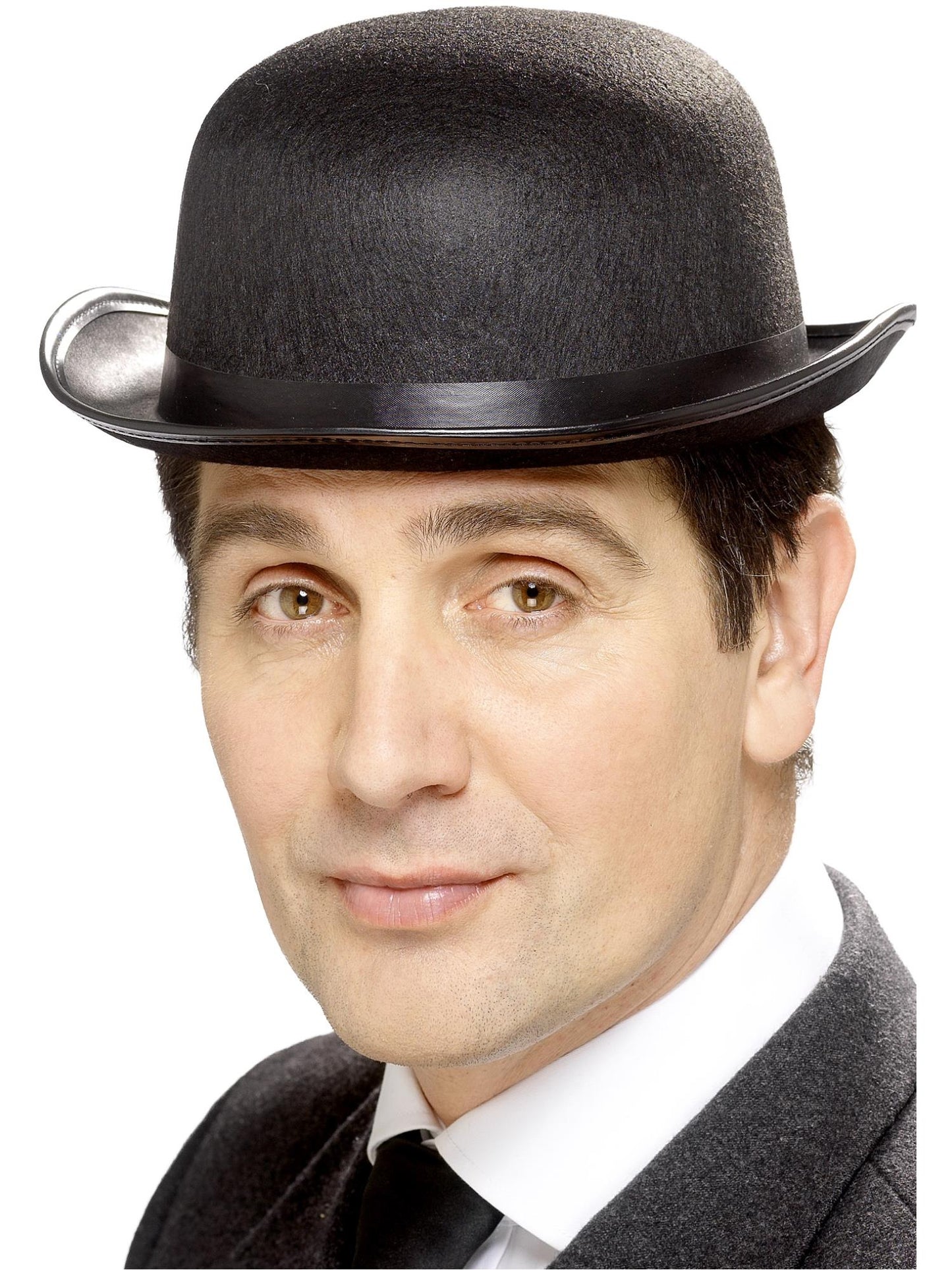 Smiffys Bowler Hat schwarz aus Filz mit schwarzem Band für Herren