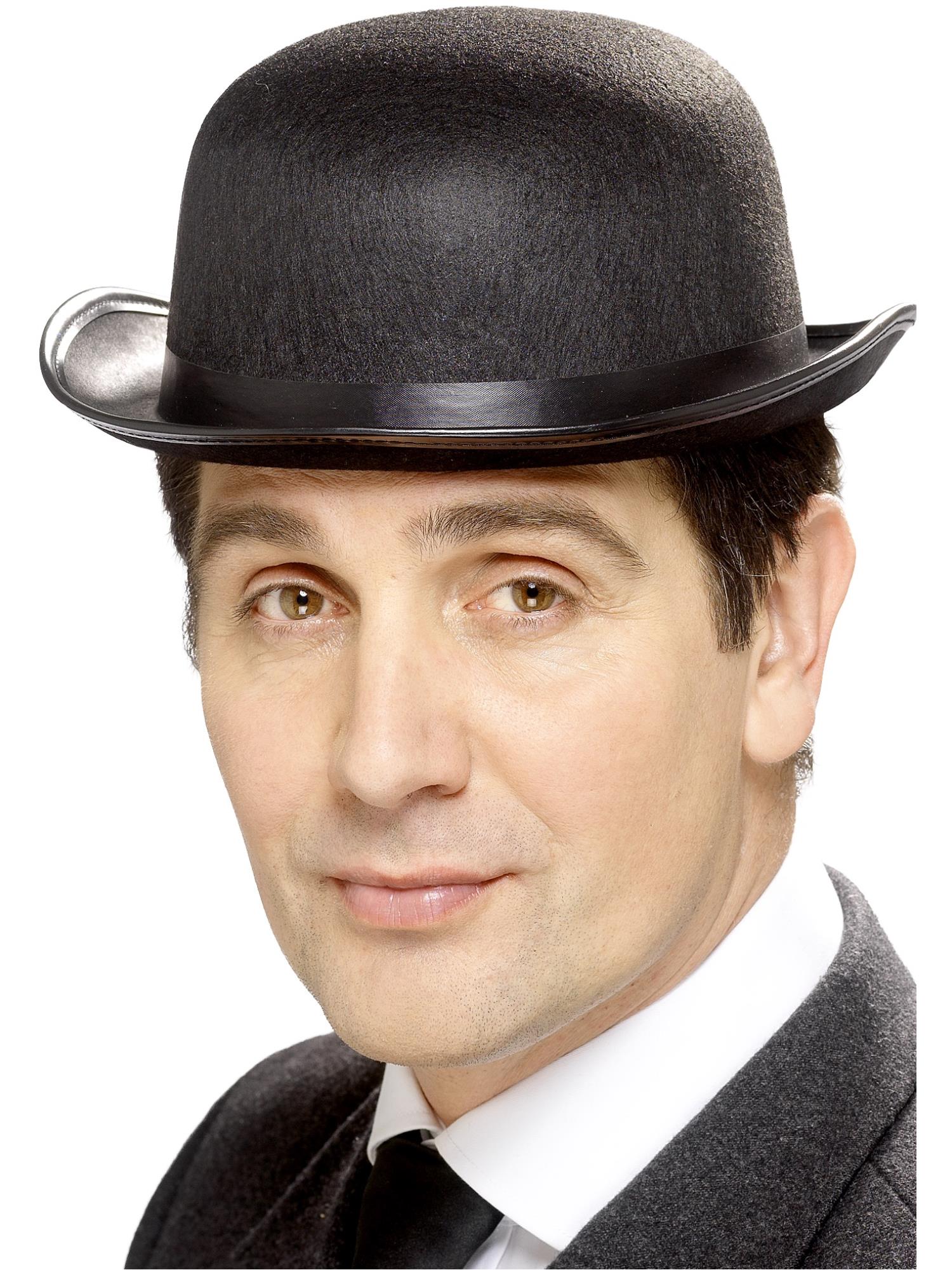 Smiffys Bowler Hat schwarz aus Filz mit schwarzem Band für Herren