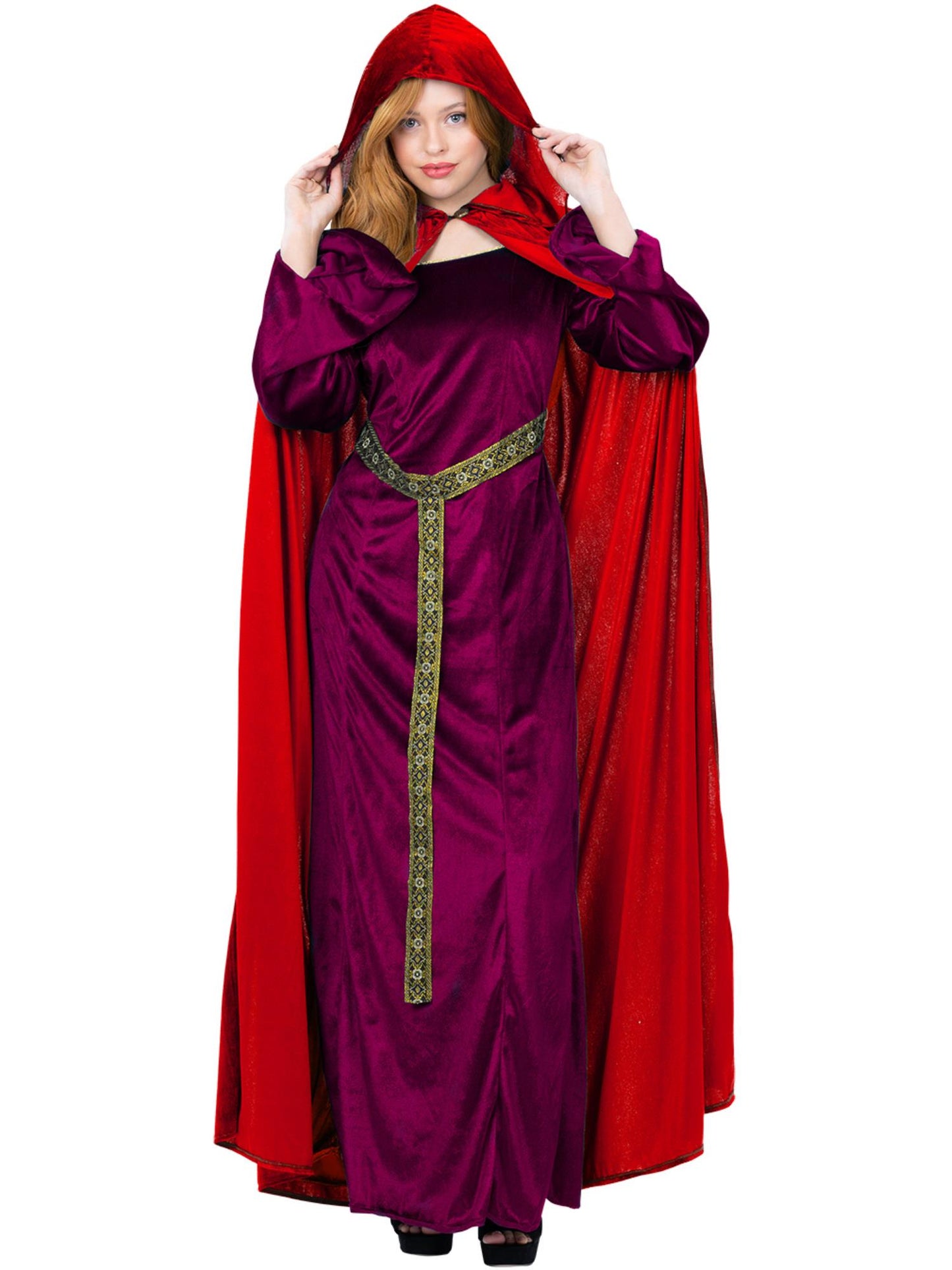 Smiffys WITCH Deluxe Cloak in Garnet Red für Damen