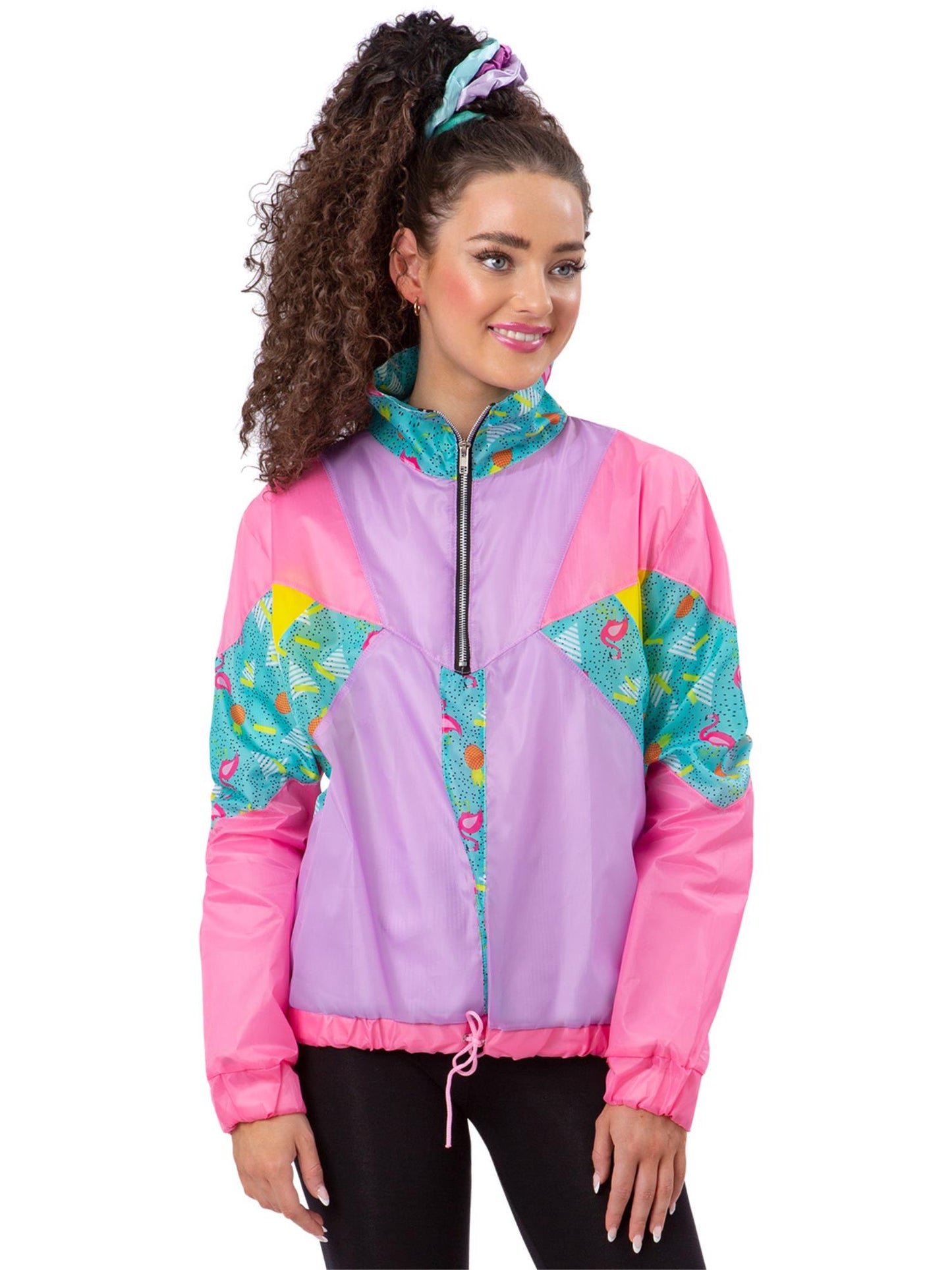Smiffys pastellrosa 80er-Windbreaker-Jacke für Damen