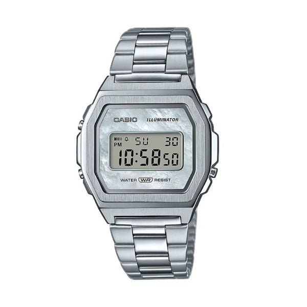 CASIO COLLECTION & VINTAGE CASIO Vintage A1000D-7EF Uhr Premium Collection mit MOP-Zifferblatt – Produktansicht