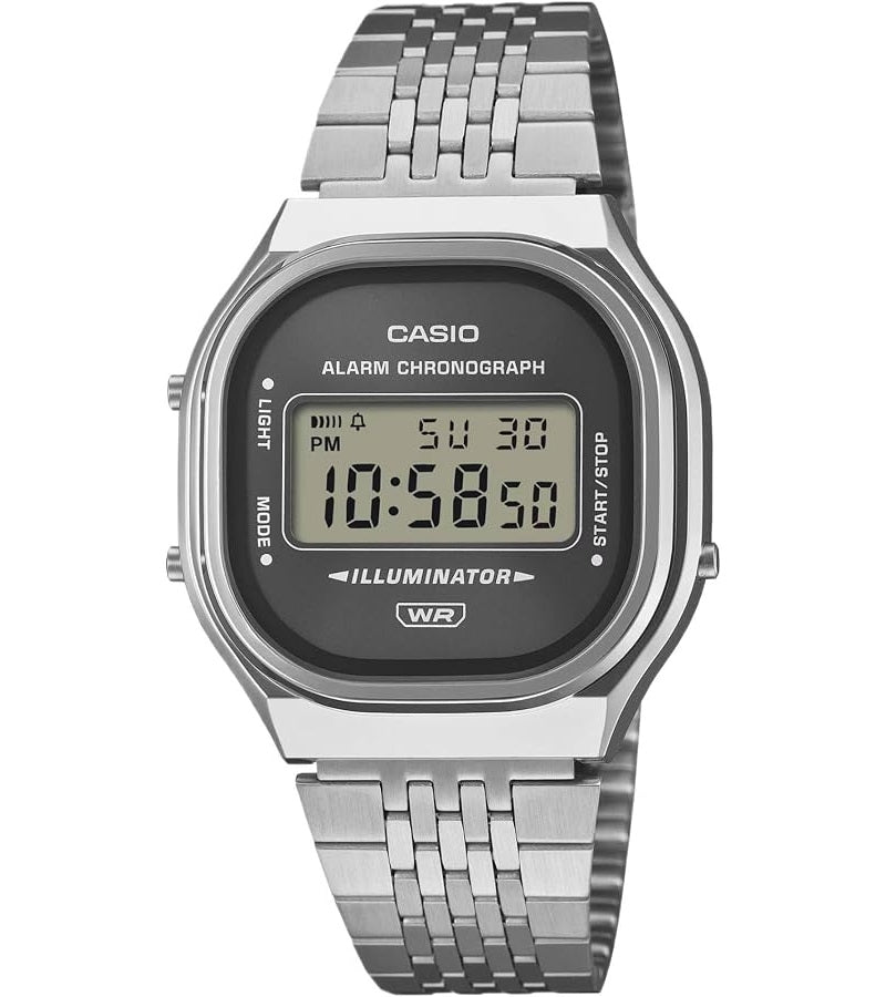 CASIO COLLECTION & VINTAGE CASIO VINTAGE EDGY COLLECTION A140WE-8AEF digitale Armbanduhr in Grau – Detailansicht