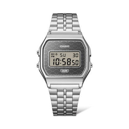 CASIO COLLECTION & VINTAGE CASIO VINTAGE ICONIC A159WEVJ-7ER Armbanduhr Grey mit Seigaiha-Pattern – Seitenansicht