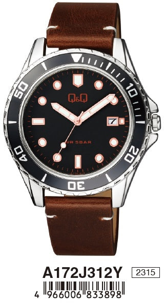 Q&Q Gent Date Armbanduhr mit Datumsanzeige – Produktansicht