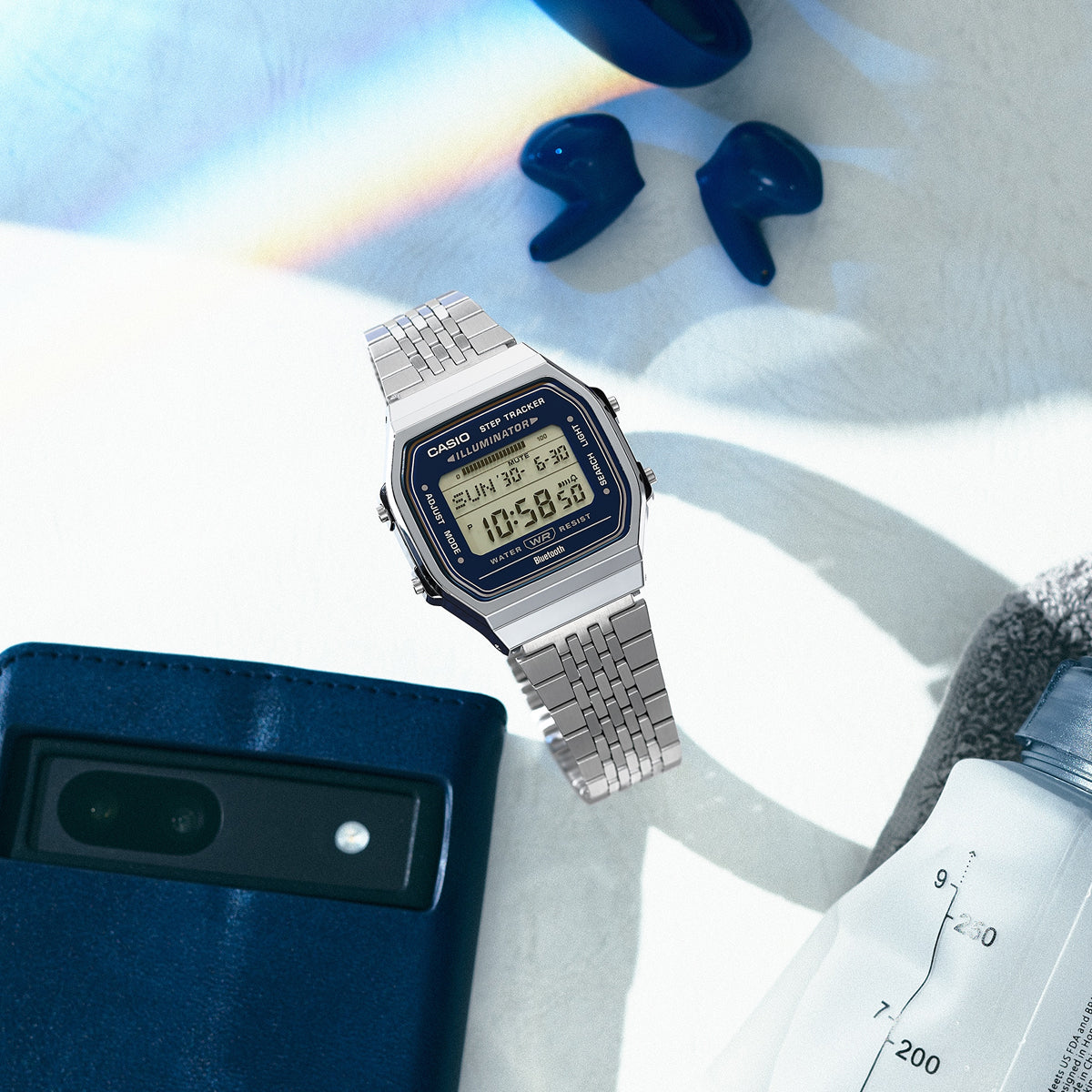 CASIO COLLECTION & VINTAGE CASIO Vintage ABL-100WE-2AEF Bluetooth-Uhr blau – Seitenansicht