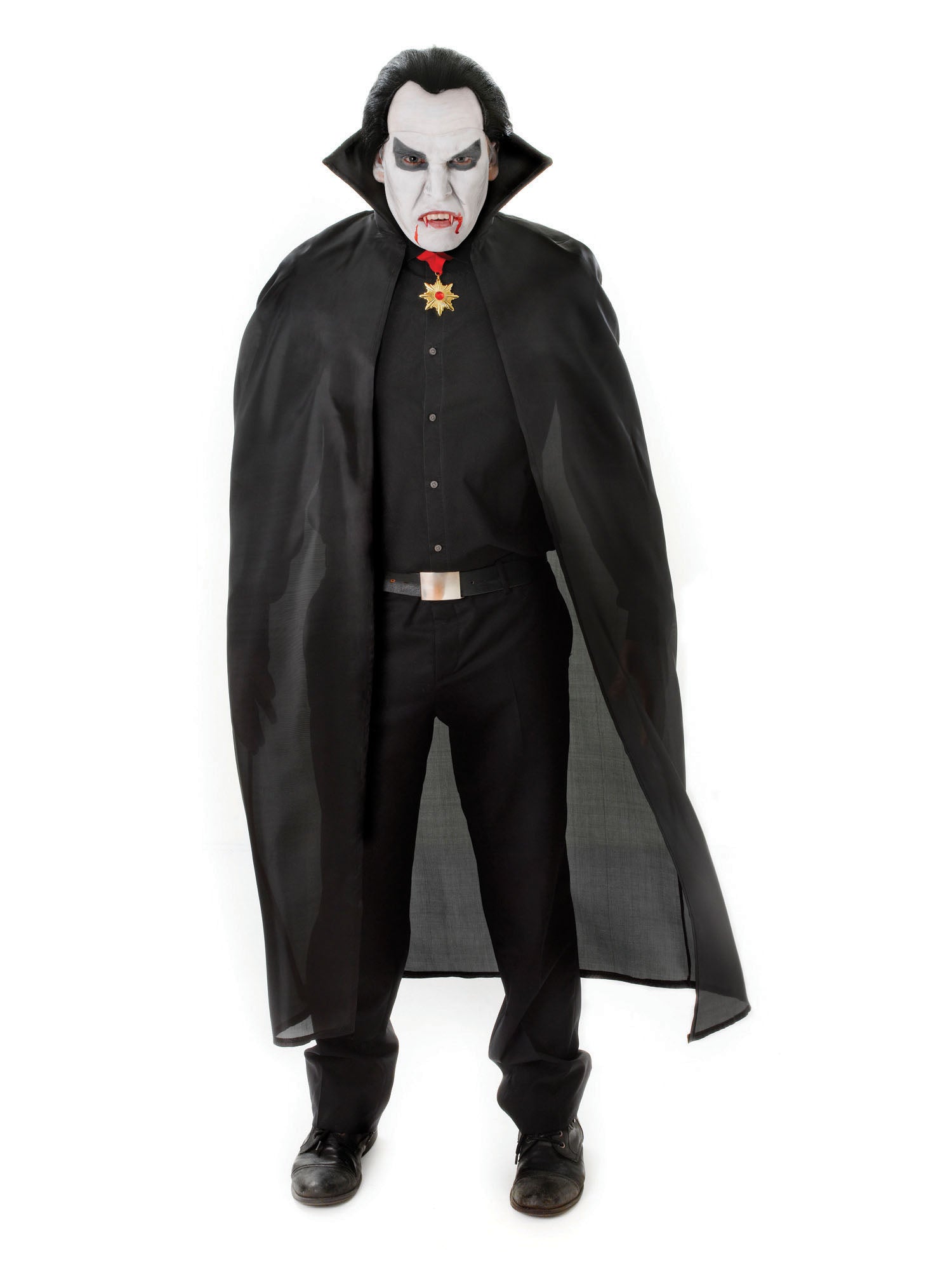 Rubies Dracula Cape schwarzer Umhang 56 Zoll für Erwachsene – Produktansicht