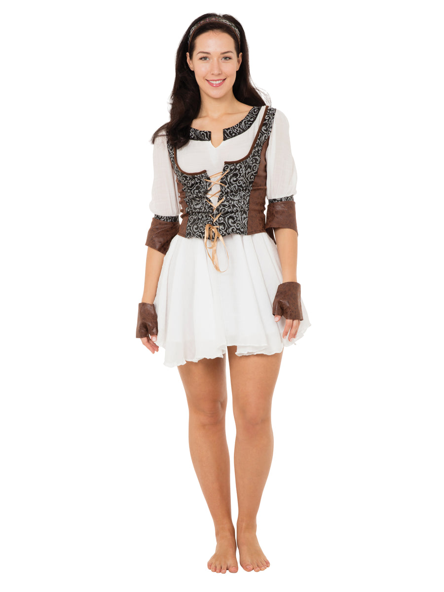 Rubies Medieval Huntress Kostüm für Erwachsene mit Kleid, Waistcoat, Headpiece und Glovelets