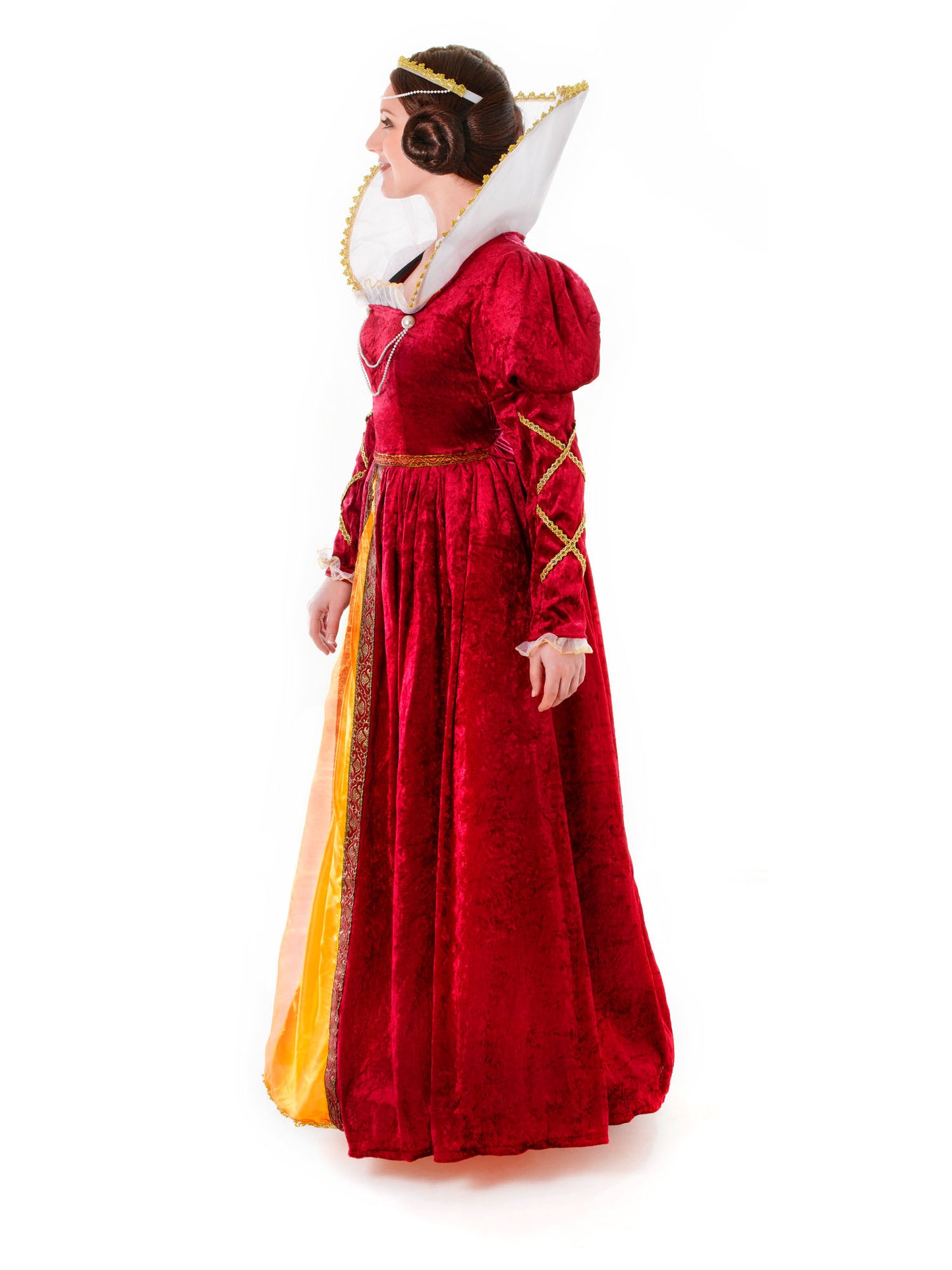 Rubies Queen Elizabeth Kostüm für Damen mit Kleid und Headpiece – Detailansicht