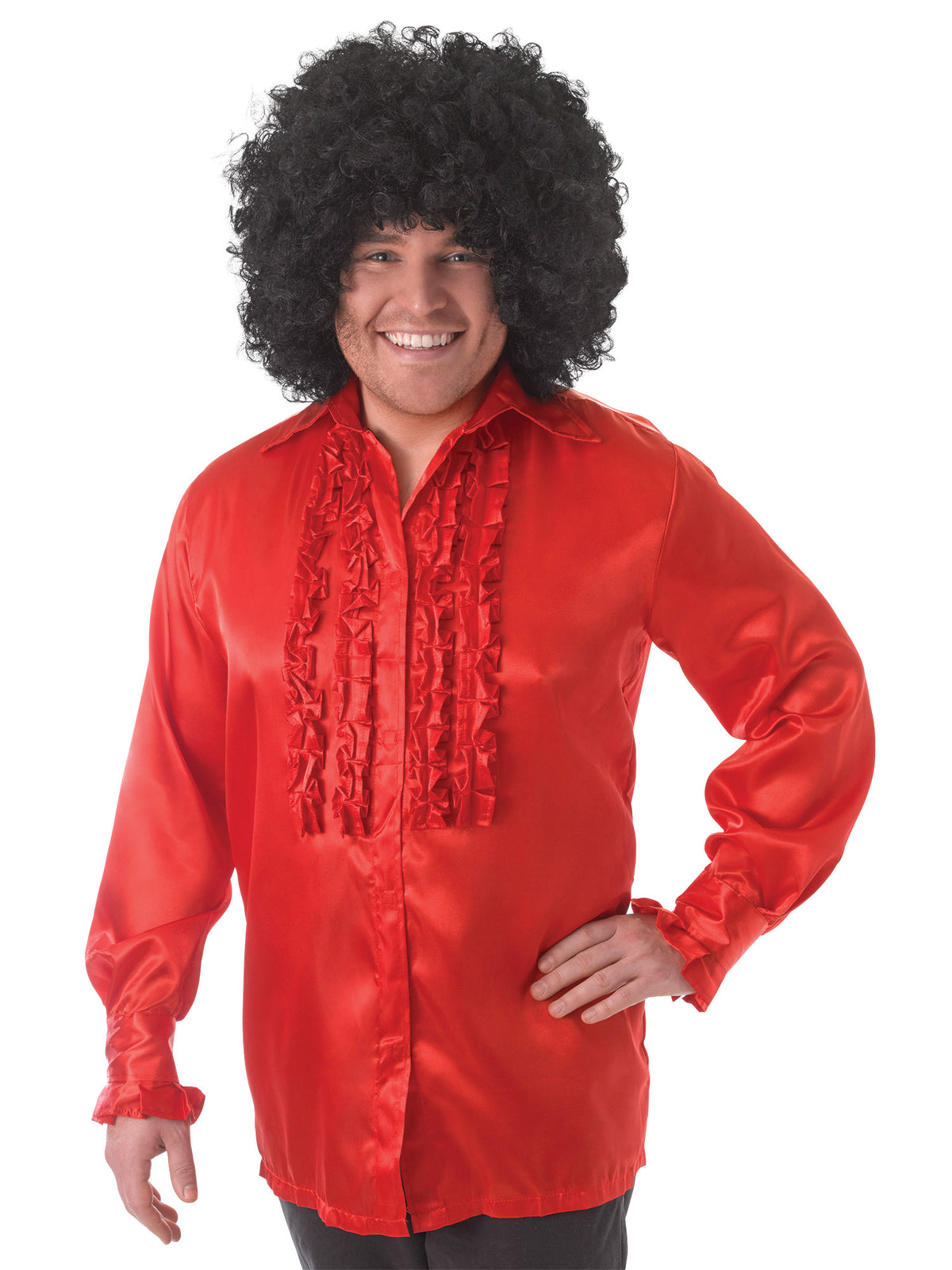 Rubies Satin Ruffle Shirt Kostümhemd für Herren in Rot oder Blau
