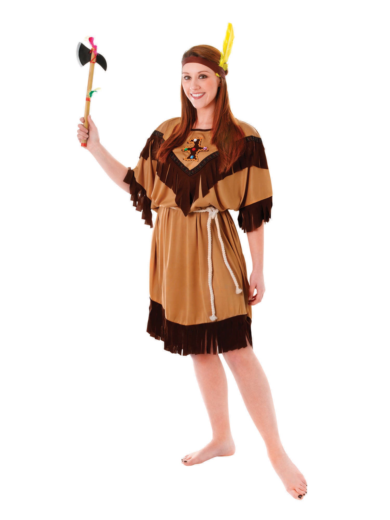 Rubies Native American Lady Kostüm für Damen mit Kleid und Headpiece