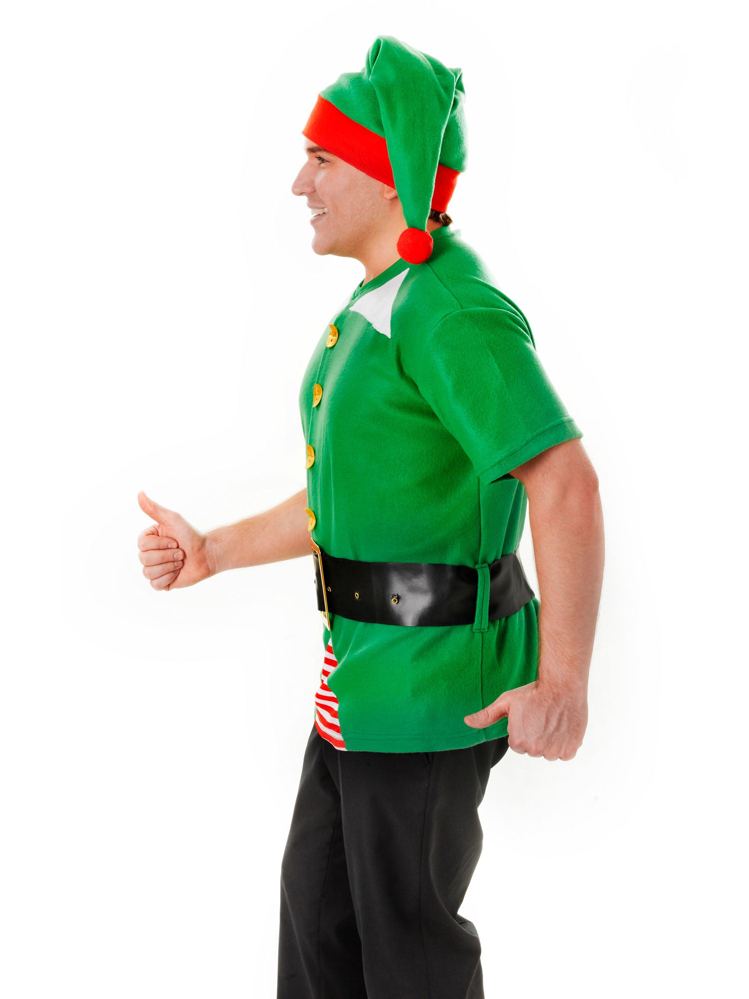 Rubies Jolly Elf Kostüm für Erwachsene mit Top, Hut und Gürtel – Detailansicht