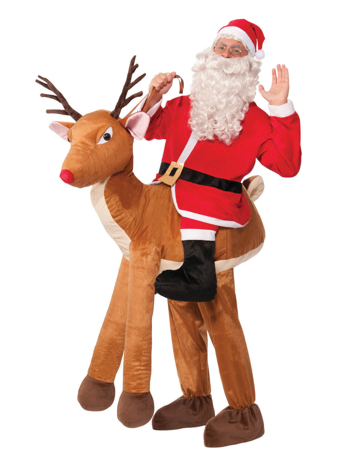 Rubies Santa Ride-A-Reindeer Kostüm für Erwachsene mit Kleid und Kapuze