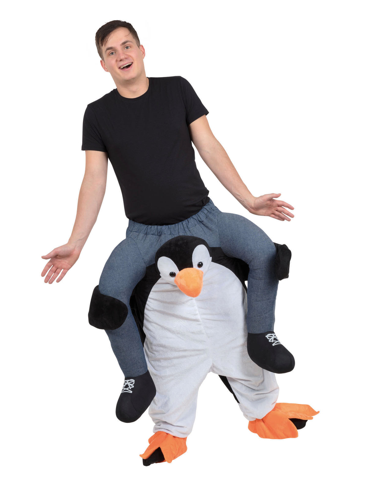 Rubies Penguin Piggy Back Kostüm für Erwachsene – All-in-One-Step-in-Kostüm