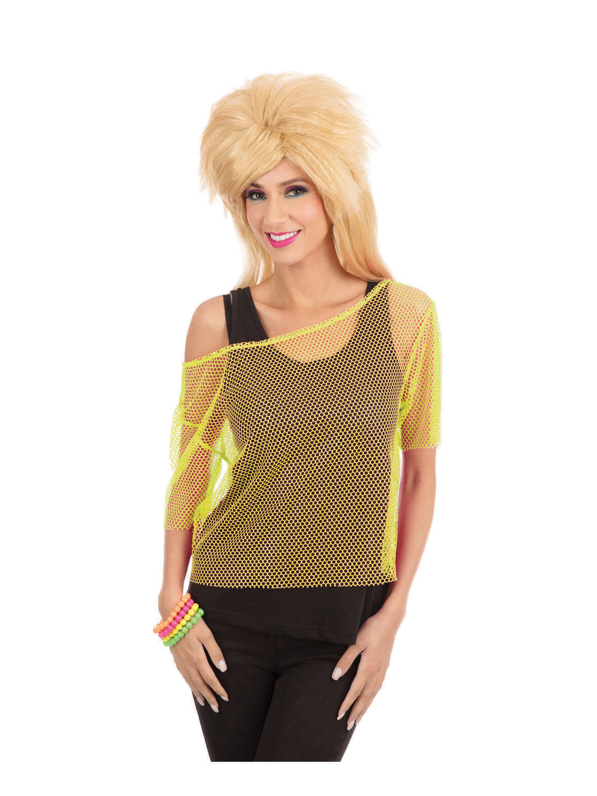 Rubies Mesh Top Yellow 80S gelbes Mesh-Top für Damen