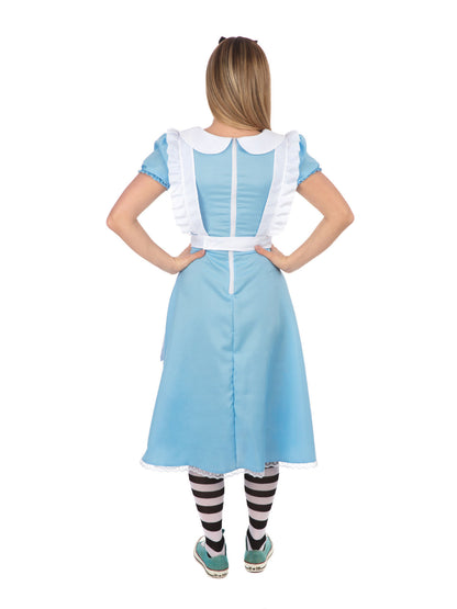 Rubies Lady Alice Kostüm für Damen, Grösse S, mit Kleid Schürze Stirnband und Strumpfhose – Detailansicht