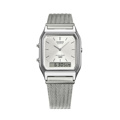 CASIO VINTAGE Mod. EDGY COLLECTION SUNRAY DIAL - MESH STRAP, SILVER