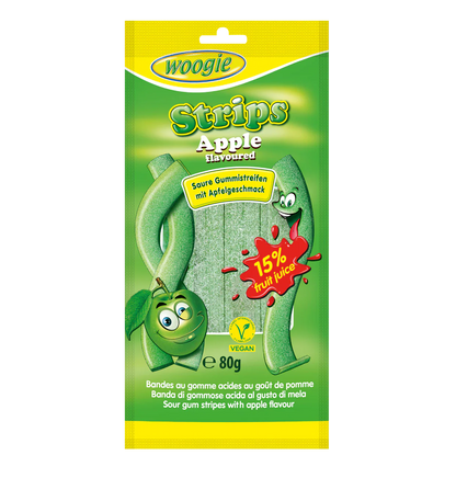 Woogie Apple Bänder 80g mit Apfelgeschmack – Produktansicht