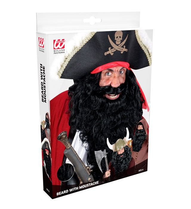 Schwarzer Piratenbart als Kostümzubehör für Fasnacht und Karneval