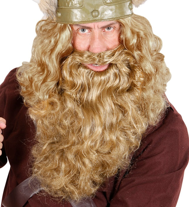 Blonder Bart als Kostümzubehör in einer Box für Fasnacht und Mottoparty