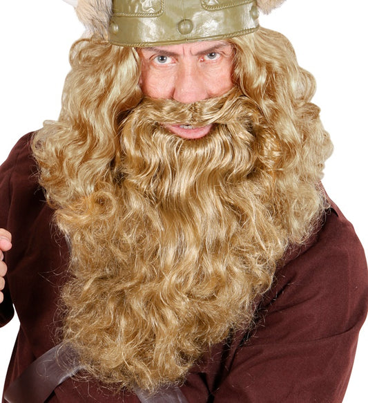 Blonder Bart als Kostümzubehör in einer Box für Fasnacht und Mottoparty
