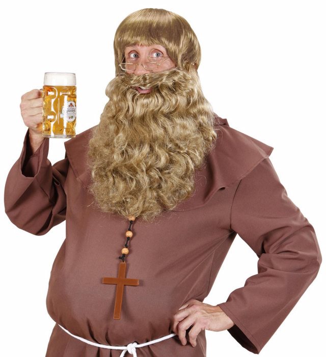 Blonder Bart als Kostümzubehör in einer Box für Fasnacht und Mottoparty