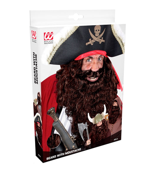 Brauner Bart als Piraten-Accessoire in Aufbewahrungsbox