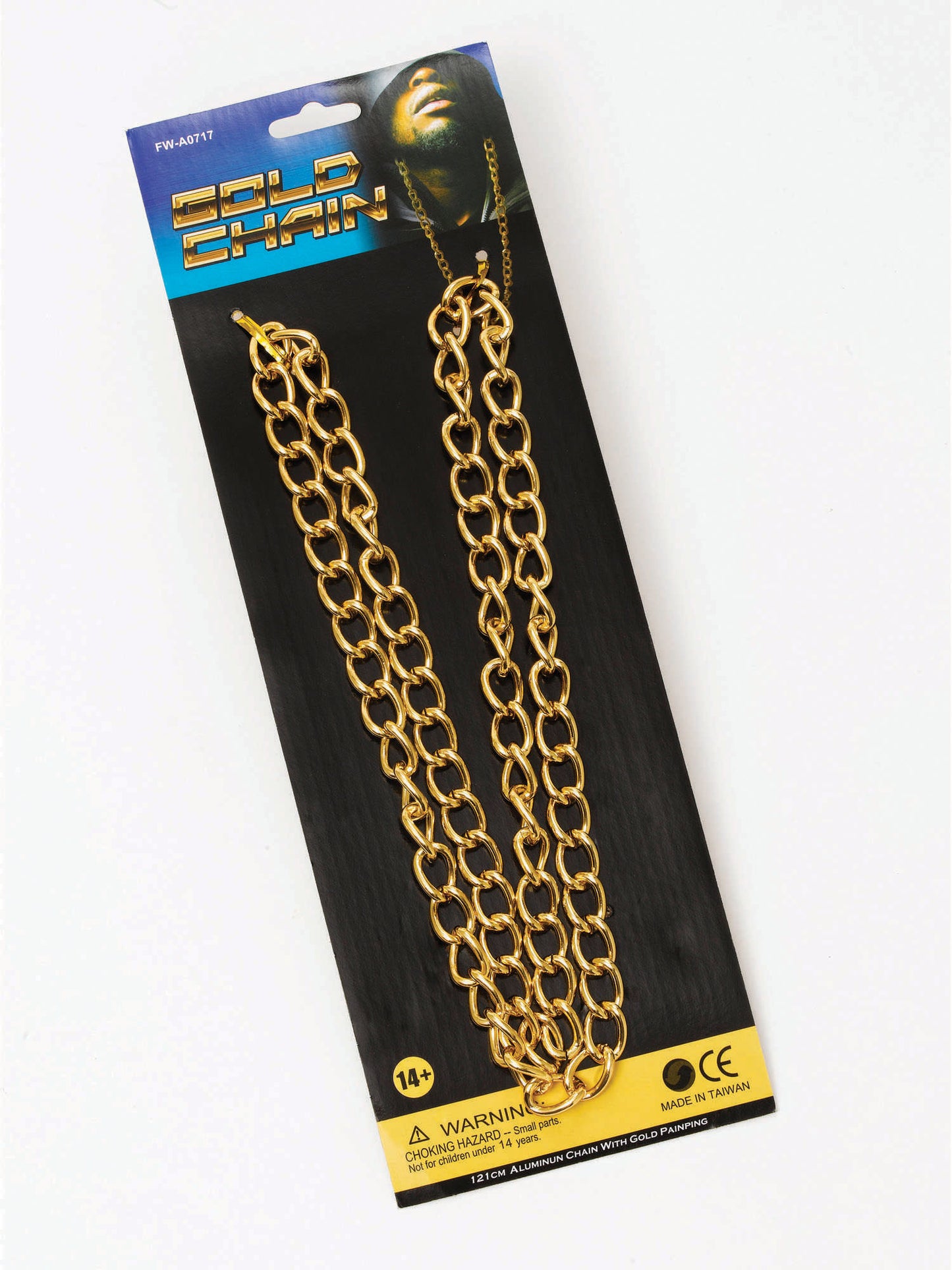 Rubies goldfarbene Kette 100 cm als Kostüm-Accessoire – Detailansicht