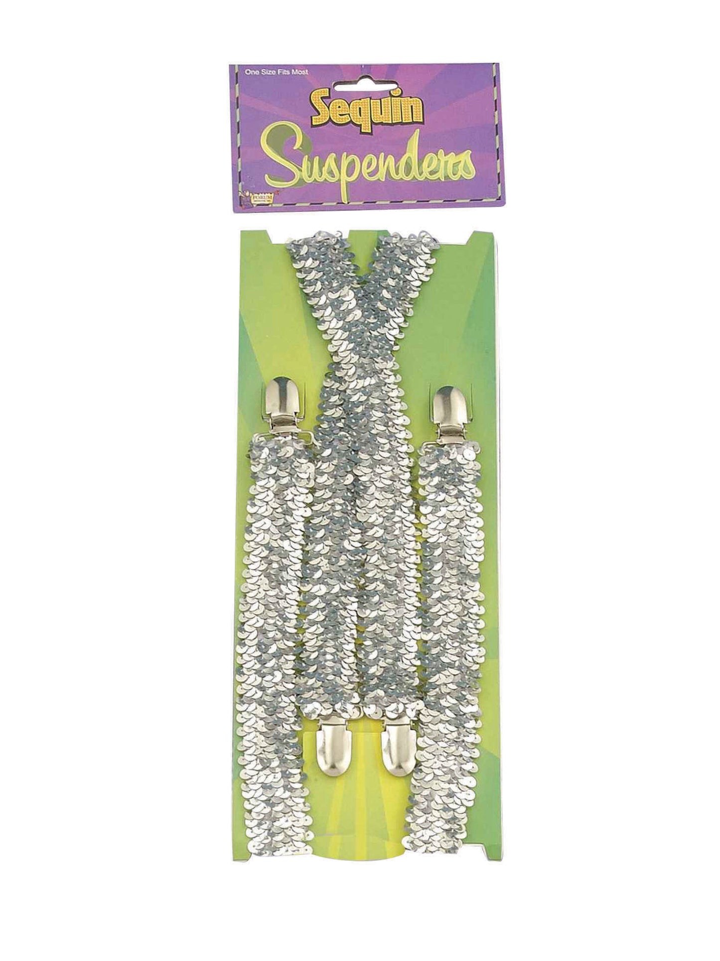 Rubies Sequin Braces Silver – silberne Kostüm-Hosenträger mit Paillettenoptik