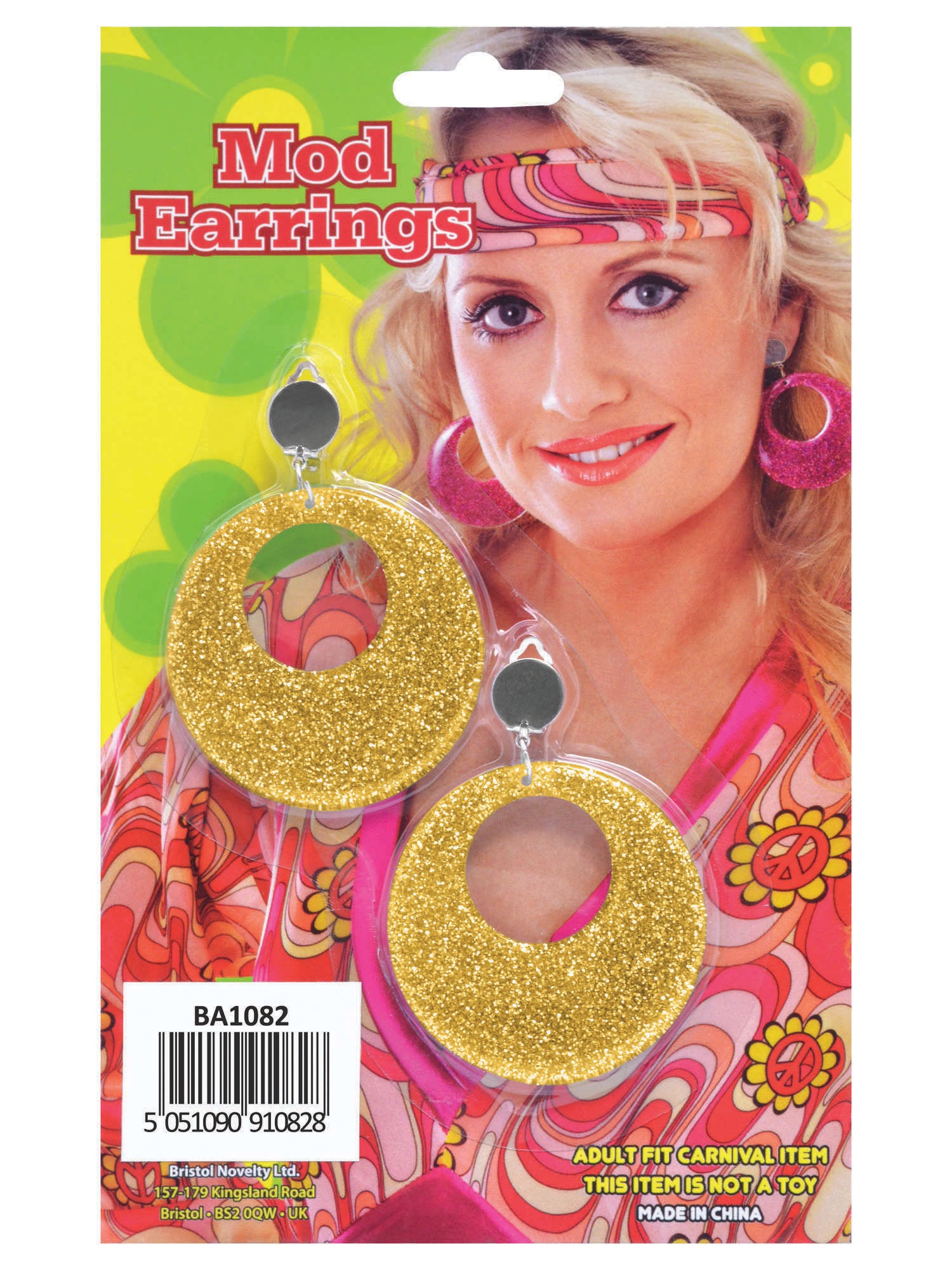 Rubies Gold Mod Glitter Ohrring Kostuem-Accessoire