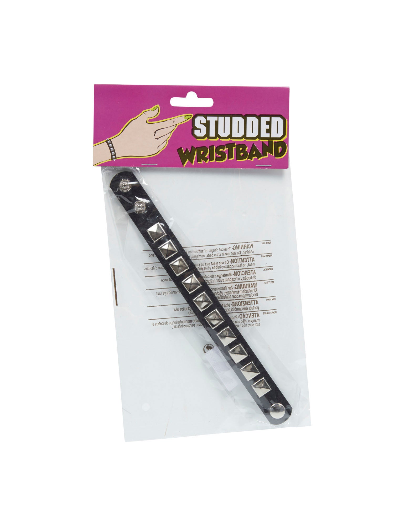 Rubies Studded Punk Wristband mit Nieten – Seitenansicht