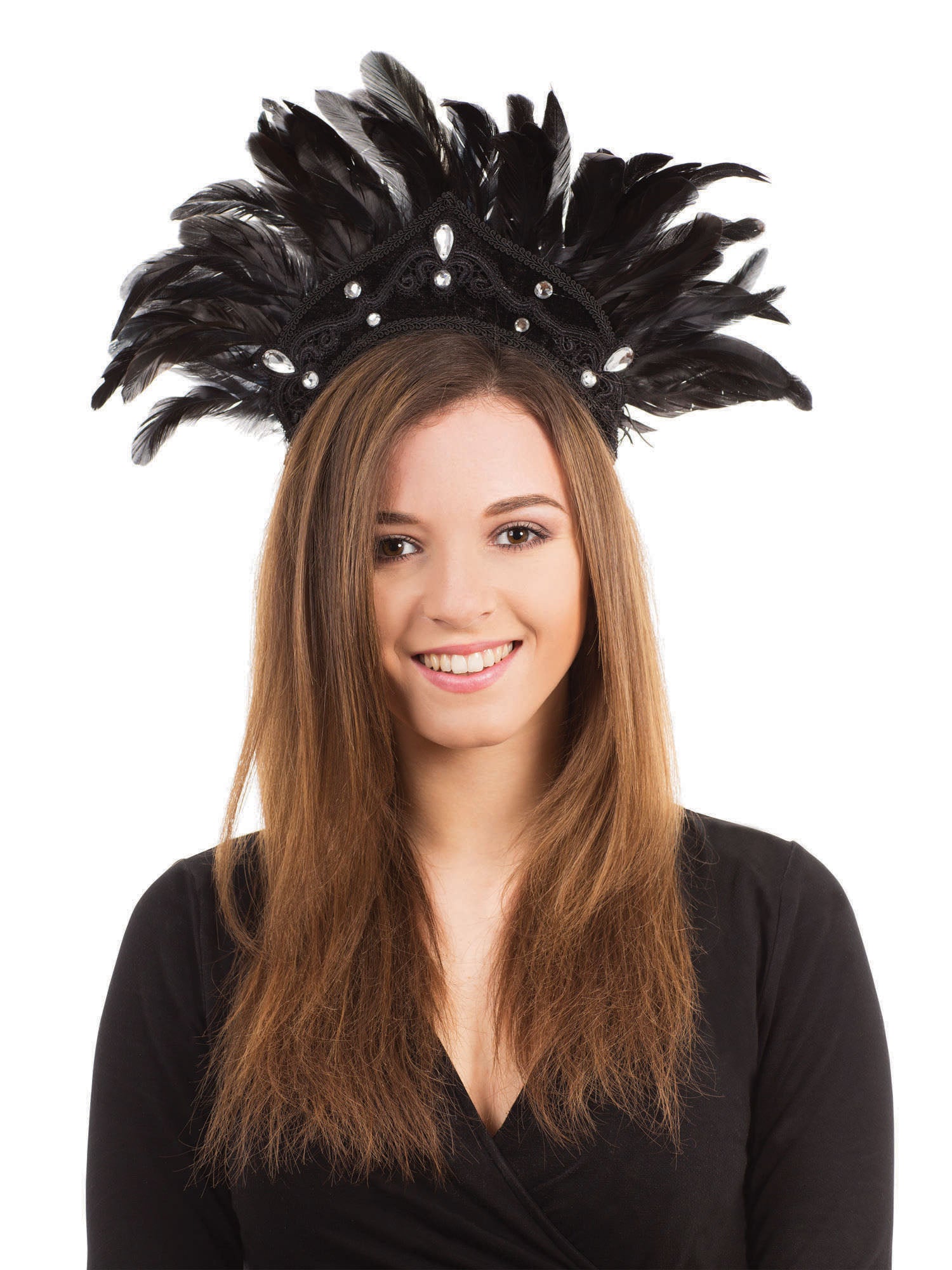 Rubies Carnival Headdress schwarz mit Federn