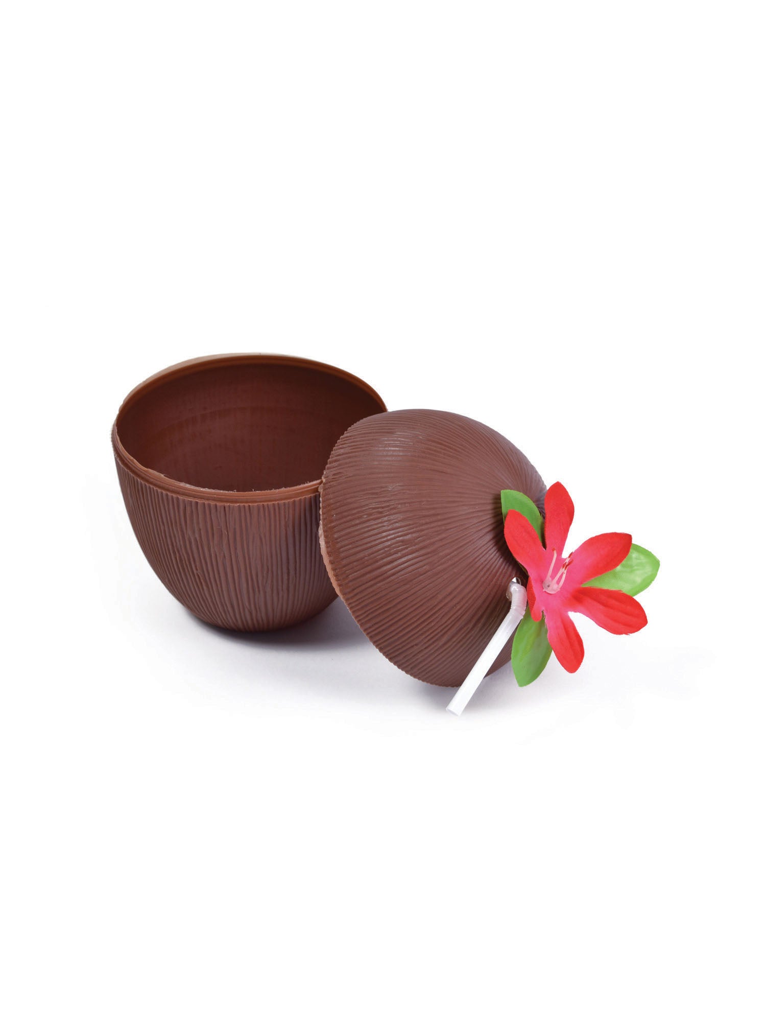Rubies Coconut Cup mit Blume und Strohhalm – Detailansicht