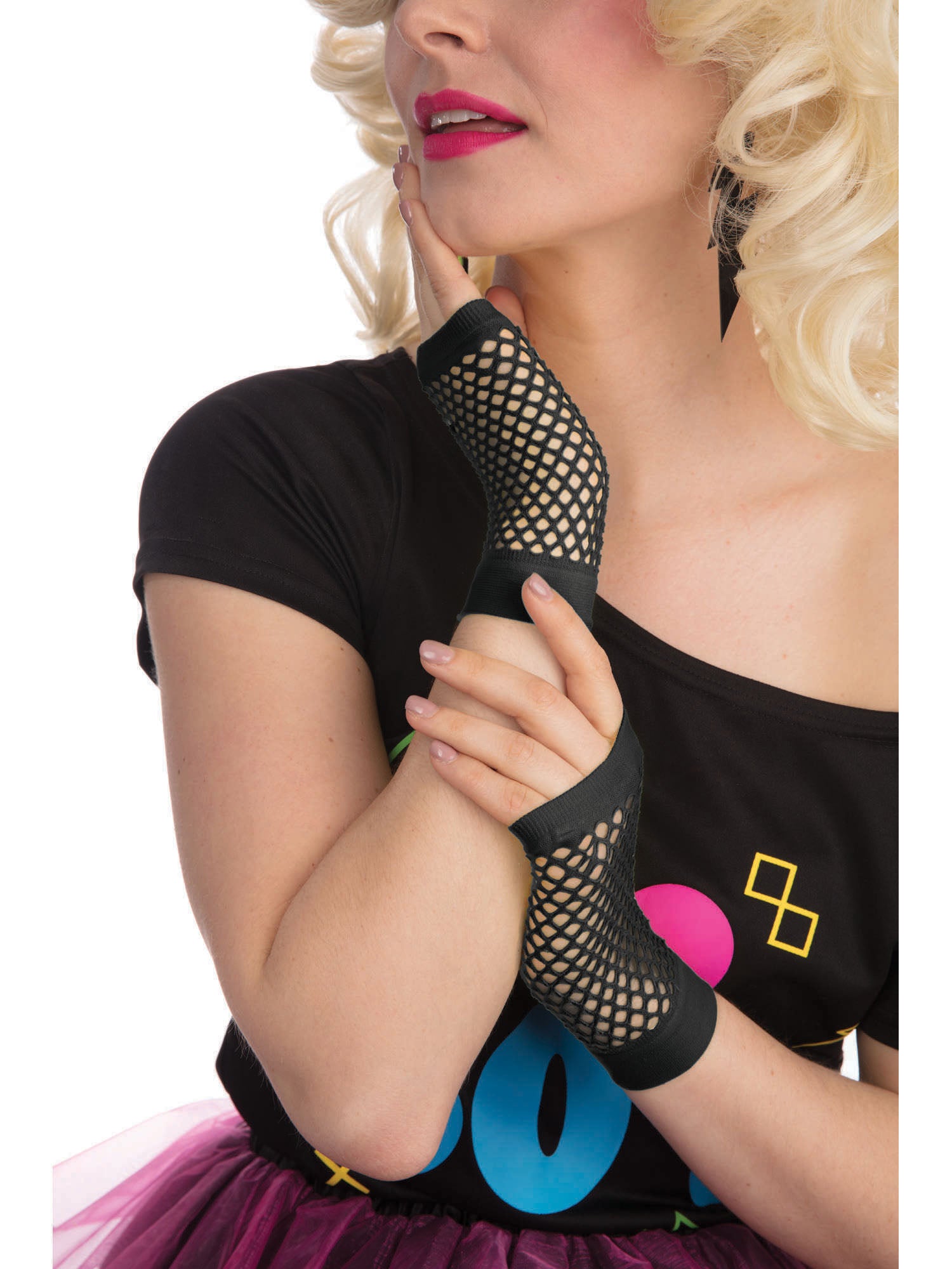Rubies kurze schwarze Fishnet-Handschuhe als Kostüm-Accessoire