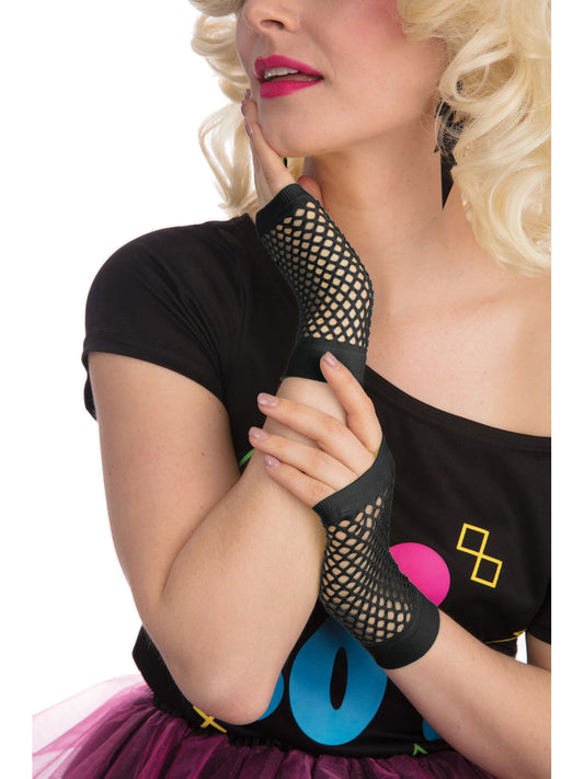 Rubies kurze schwarze Fishnet-Handschuhe als Kostüm-Accessoire