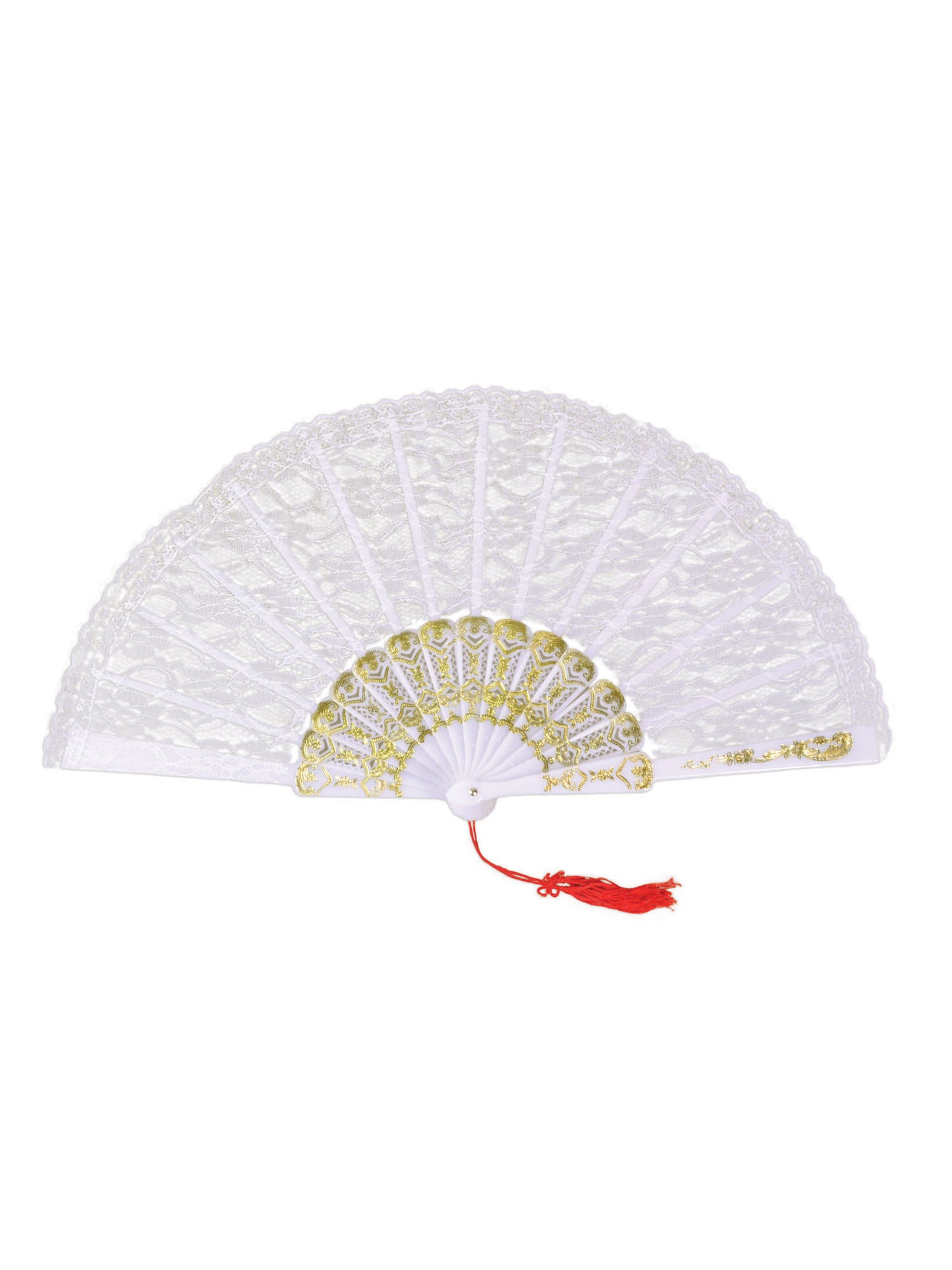 Rubies White Lace weisser Spitzenfächer Kostüm-Accessoire – Produktansicht