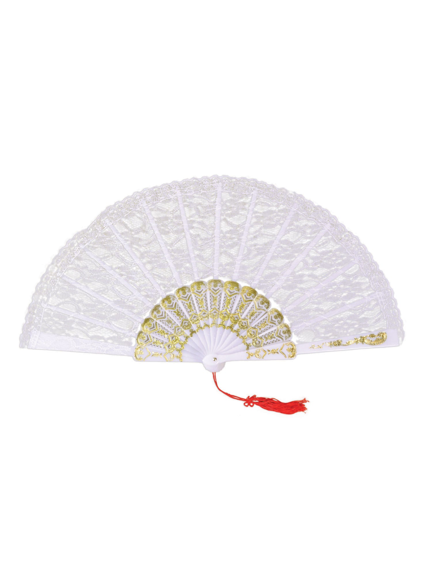 Rubies White Lace weisser Spitzenfächer Kostüm-Accessoire – Produktansicht