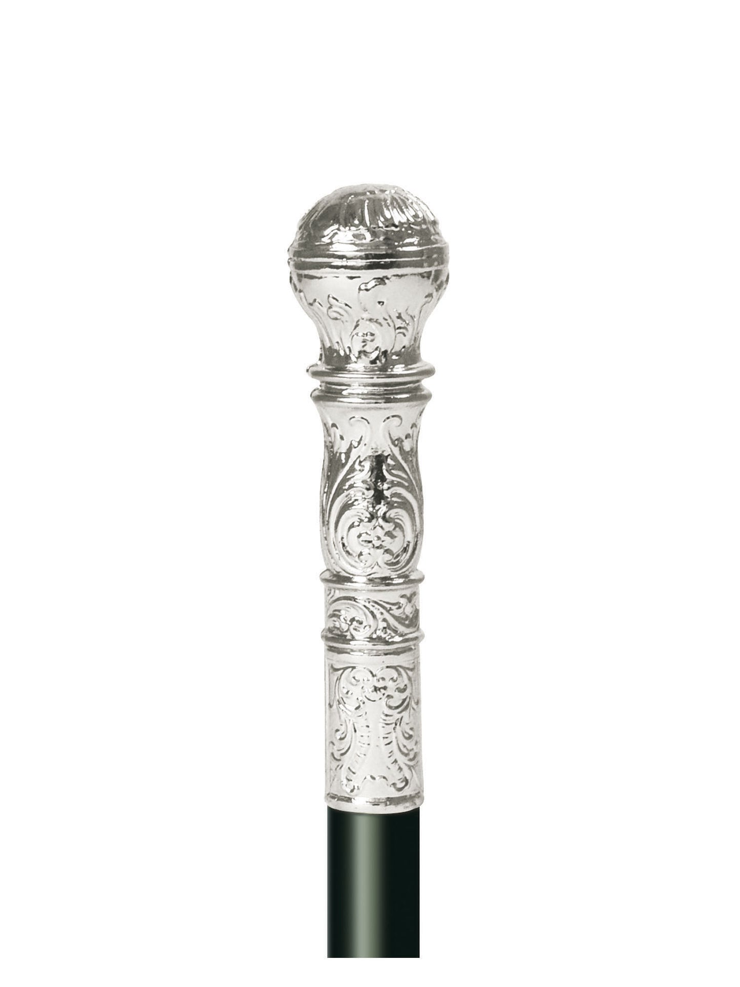 Rubies Cane mit silbernem Kugelgriff als Kostüm-Requisite – Detailansicht