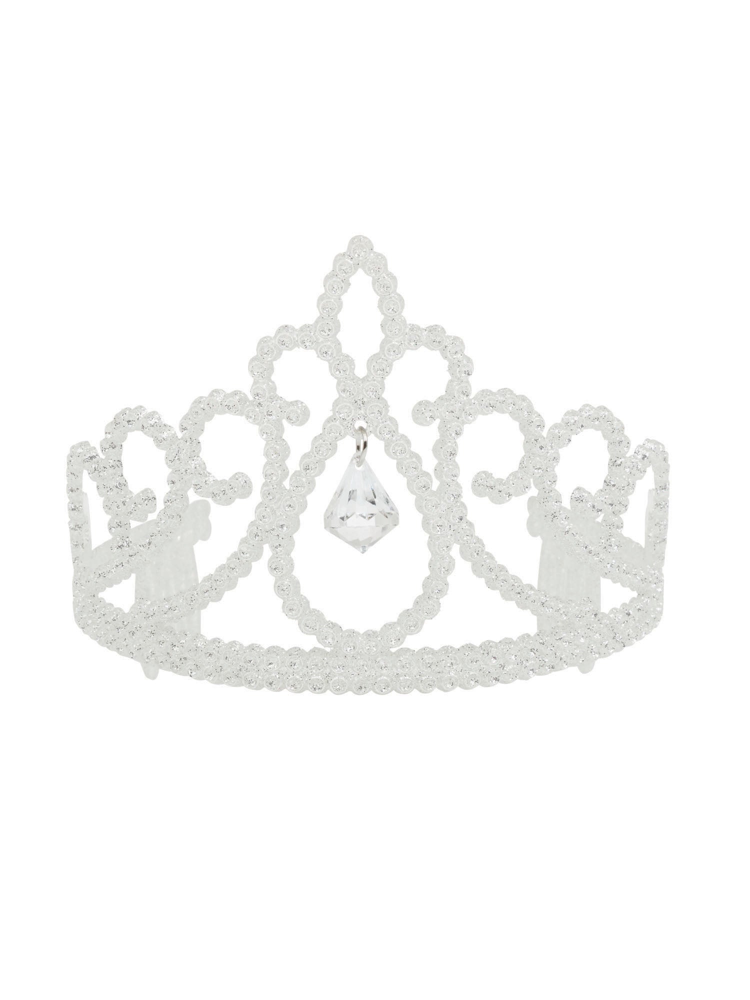 Rubies weisse Glitzer-Tiara mit Diamant-Anhaenger