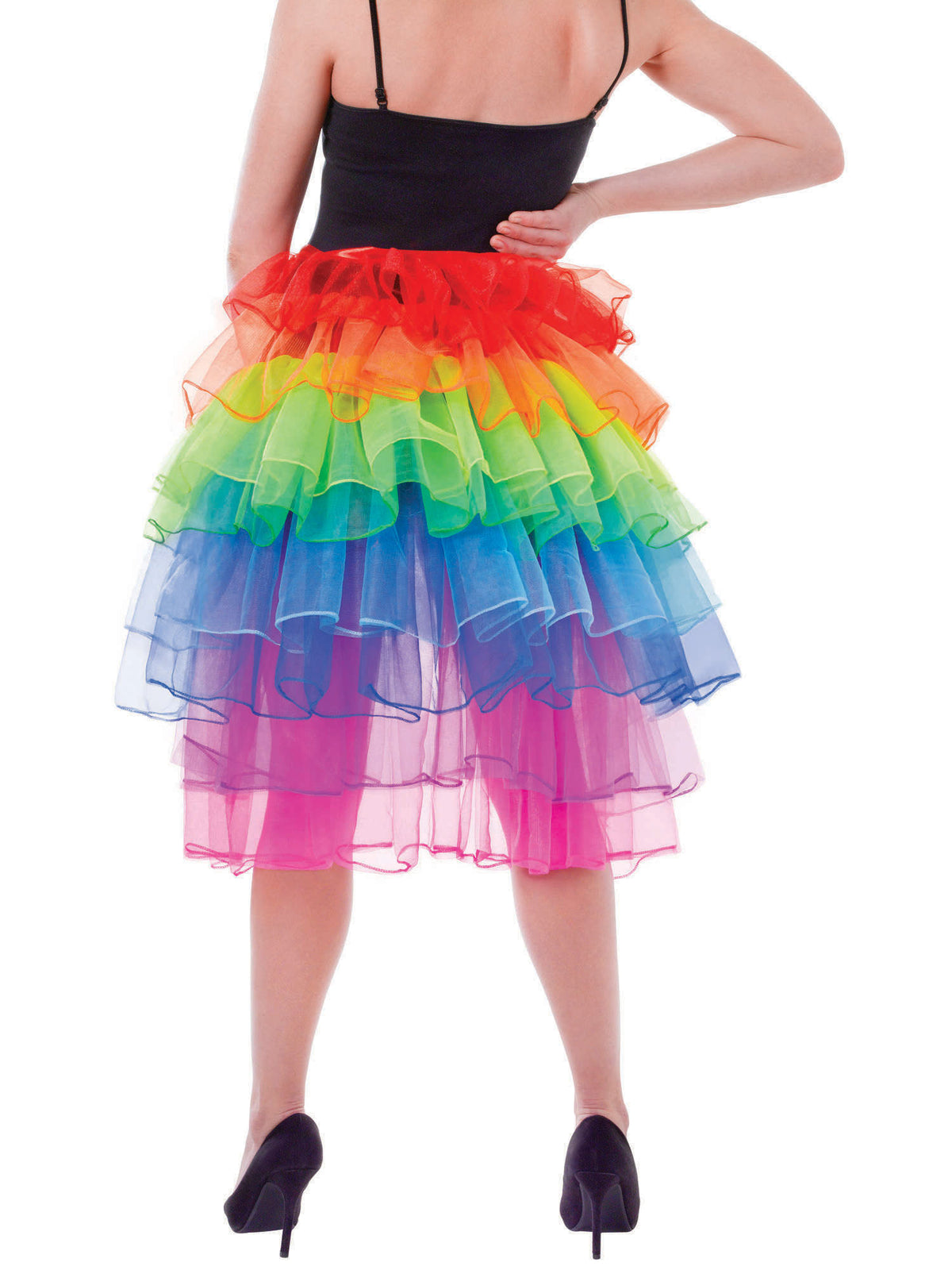 Rubies Rainbow Bustle Rock als farbenfrohes Kostümzubehör – Detailansicht