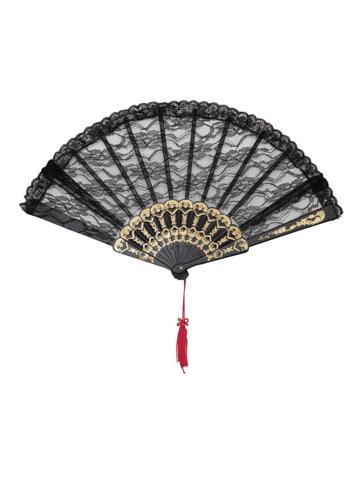 Rubies Black Lace Spanish Fächer in Schwarz – Detailansicht