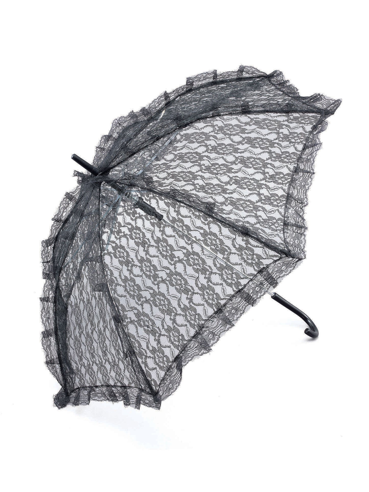 Rubies Black Lace Parasol in Schwarz mit Spitzenoptik
