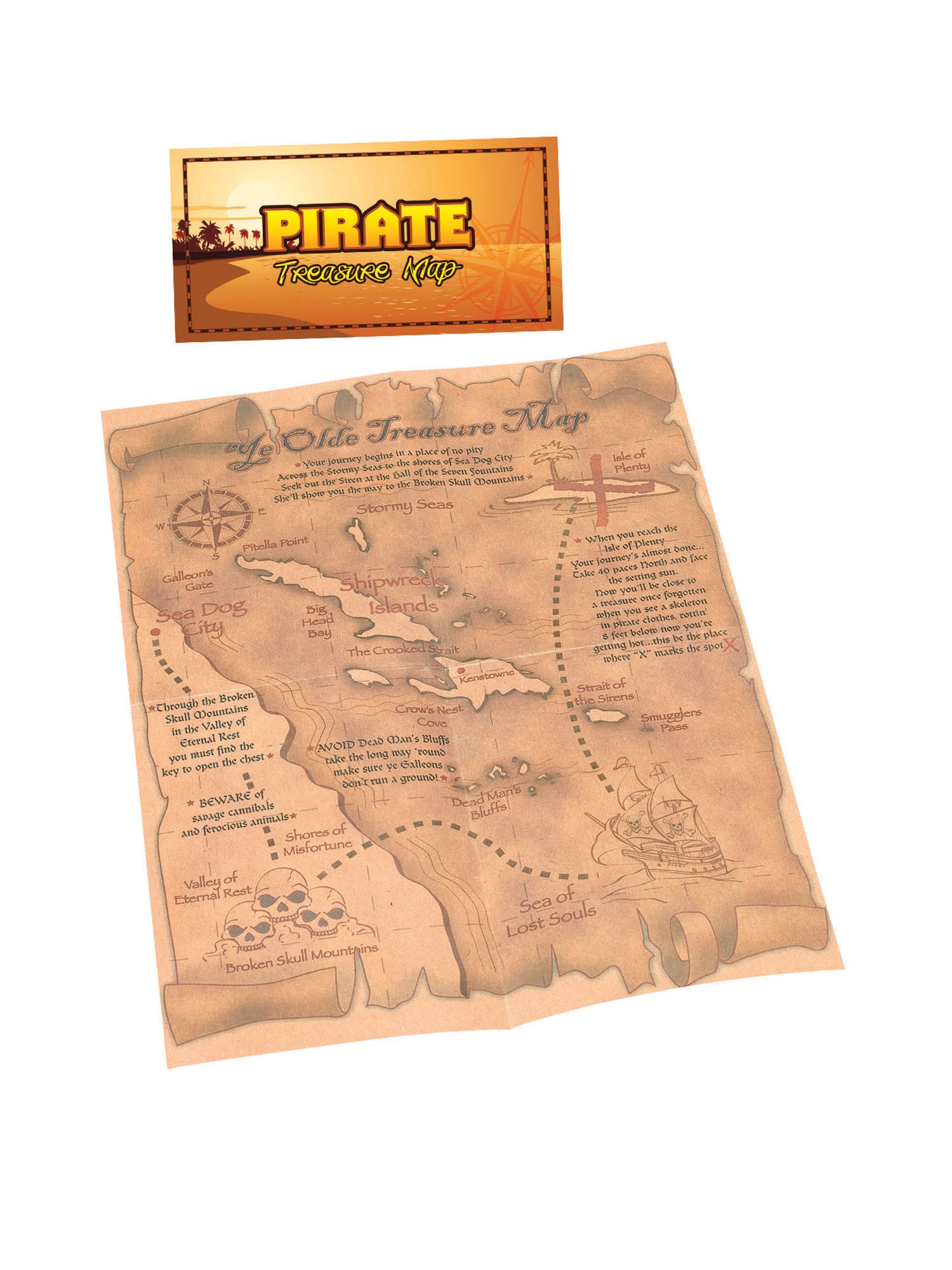 Rubies Pirate Treasure Map Piraten-Schatzkarte Requisit