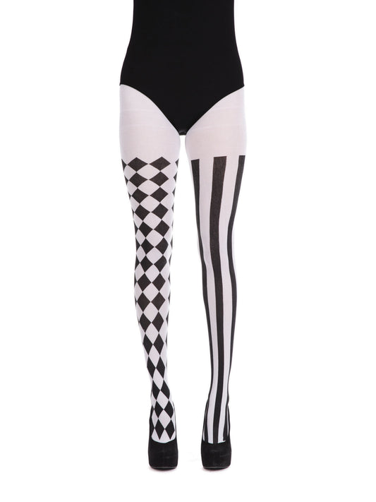 Rubies Harlequin Strumpfhose Schwarz Weiss Kostüm-Accessoire – Produktansicht