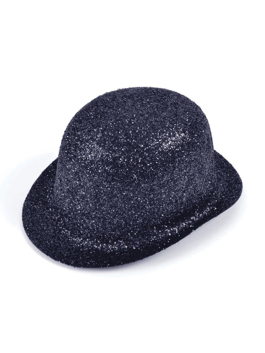 Rubies Glitter Black Plastic Bowler Hut