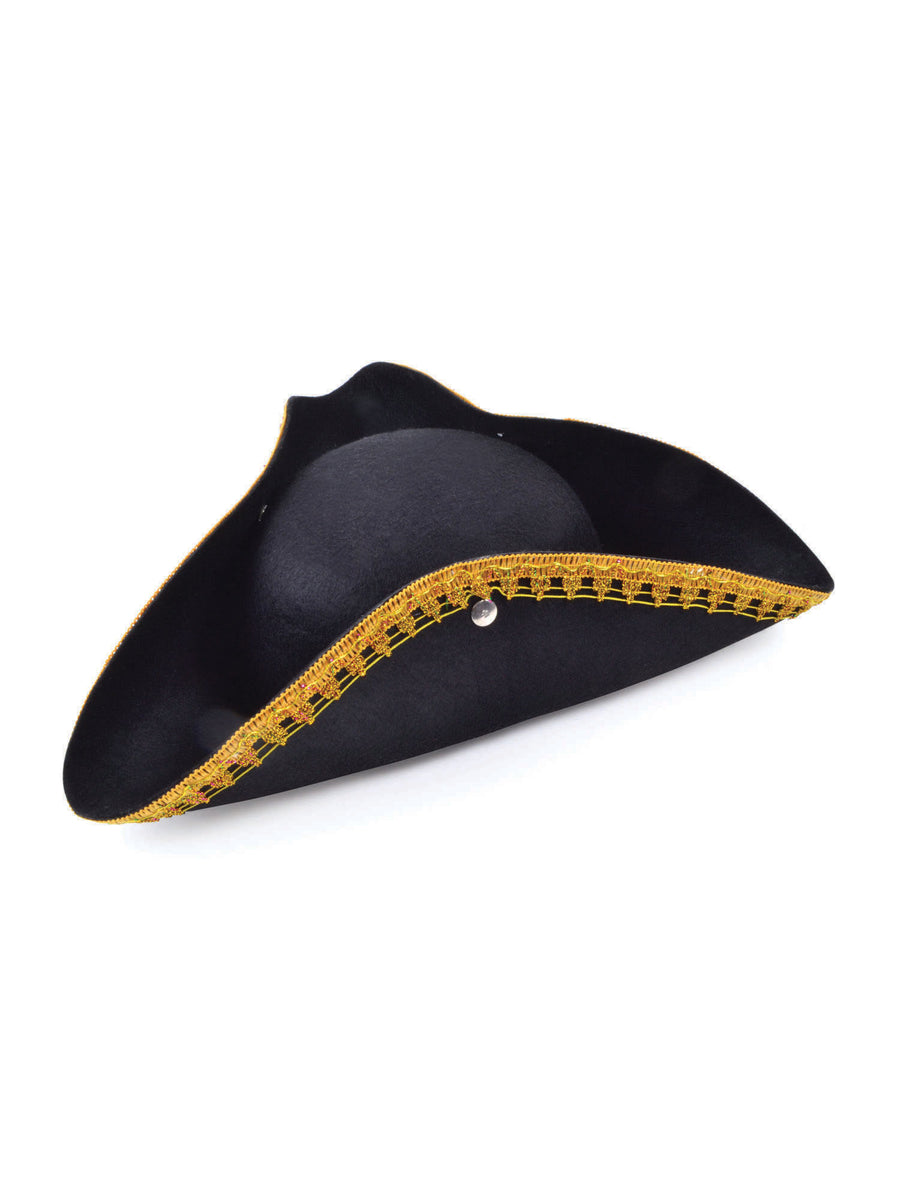 Rubies Tricorn Hat + Gold Trim Hut