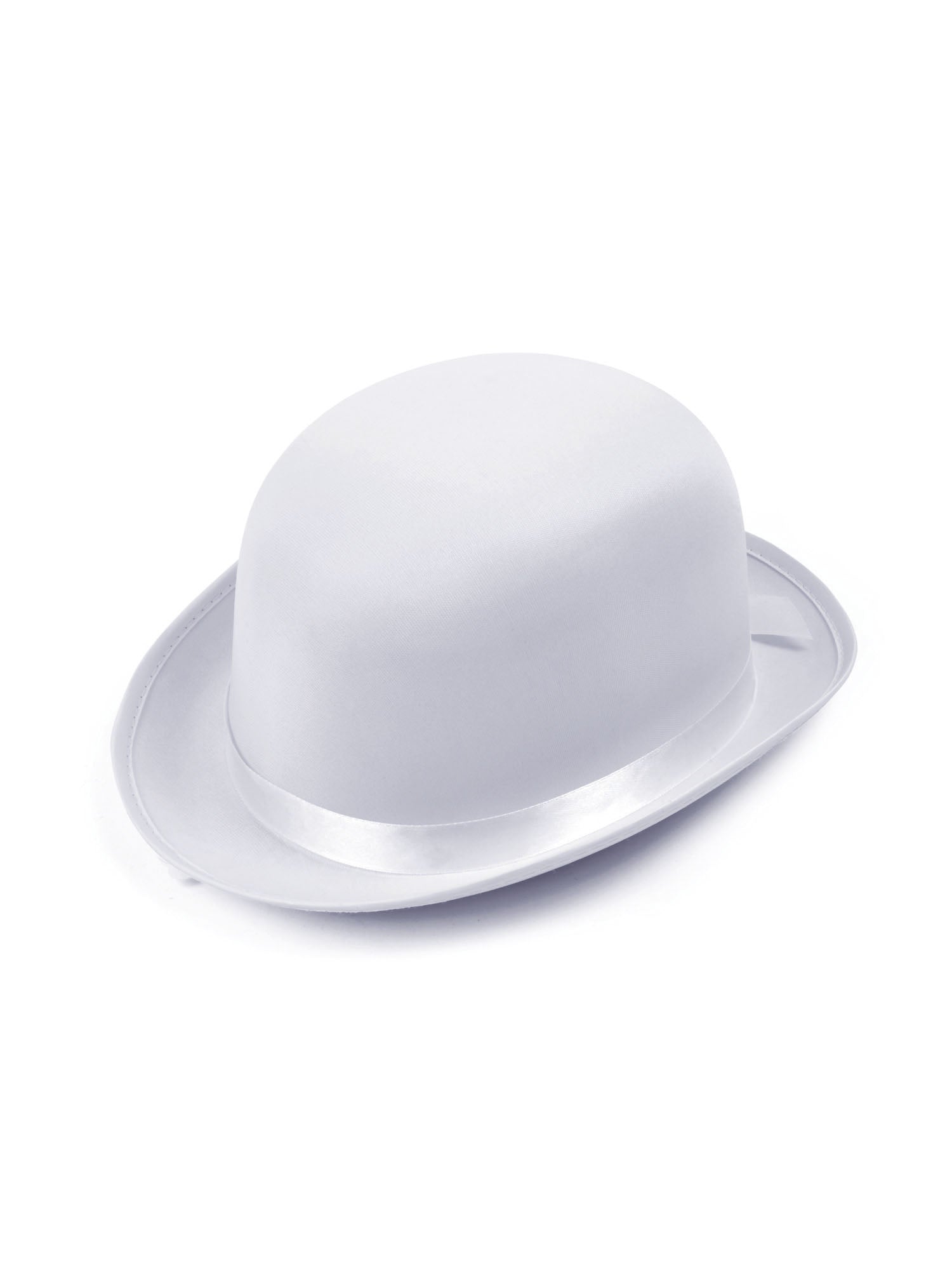 Rubies Satin Look Bowler Hut in Weiss