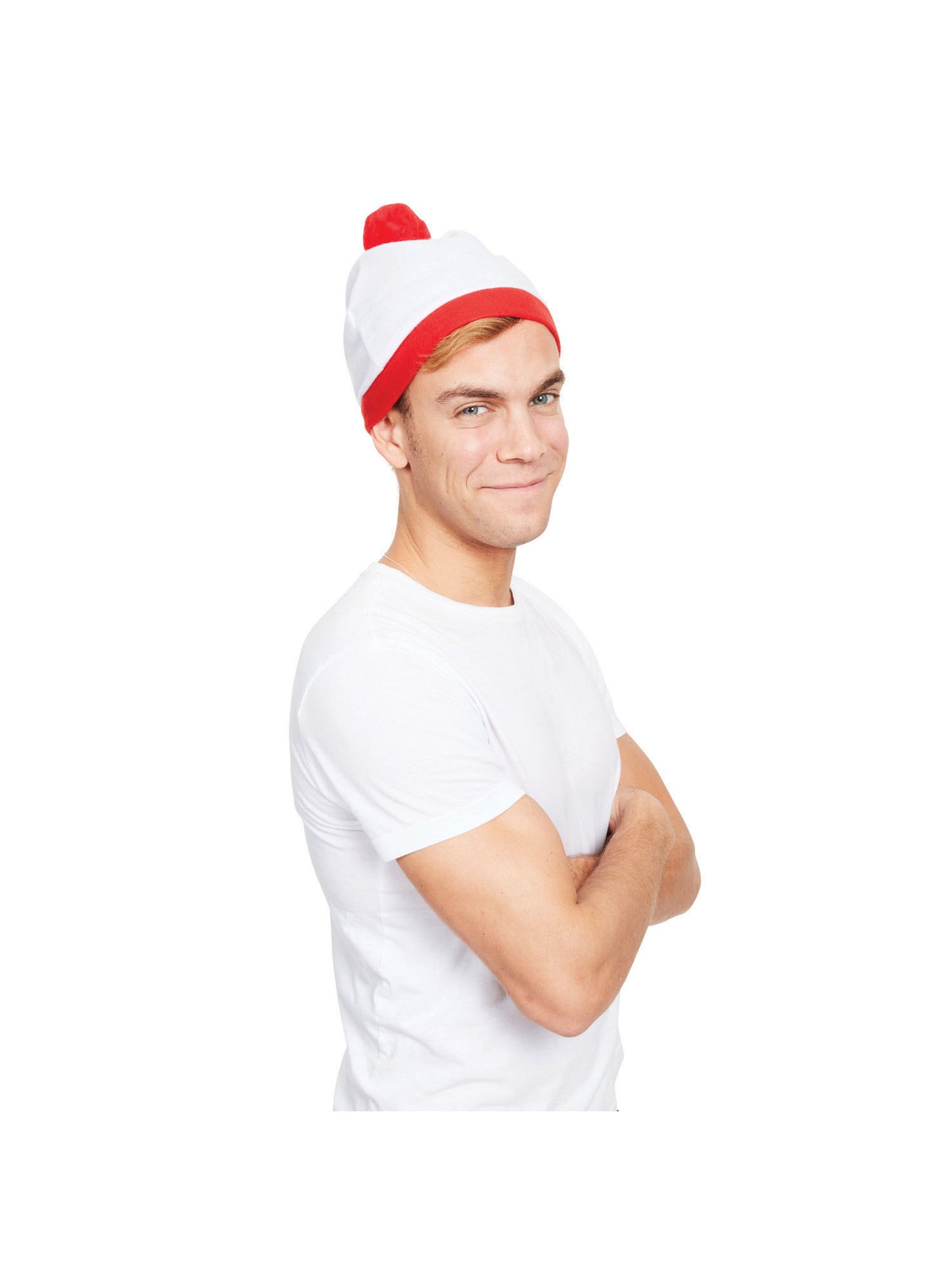 Rubies White Bobble Hat weiss mit rotem Pompon BH547 – Produktansicht